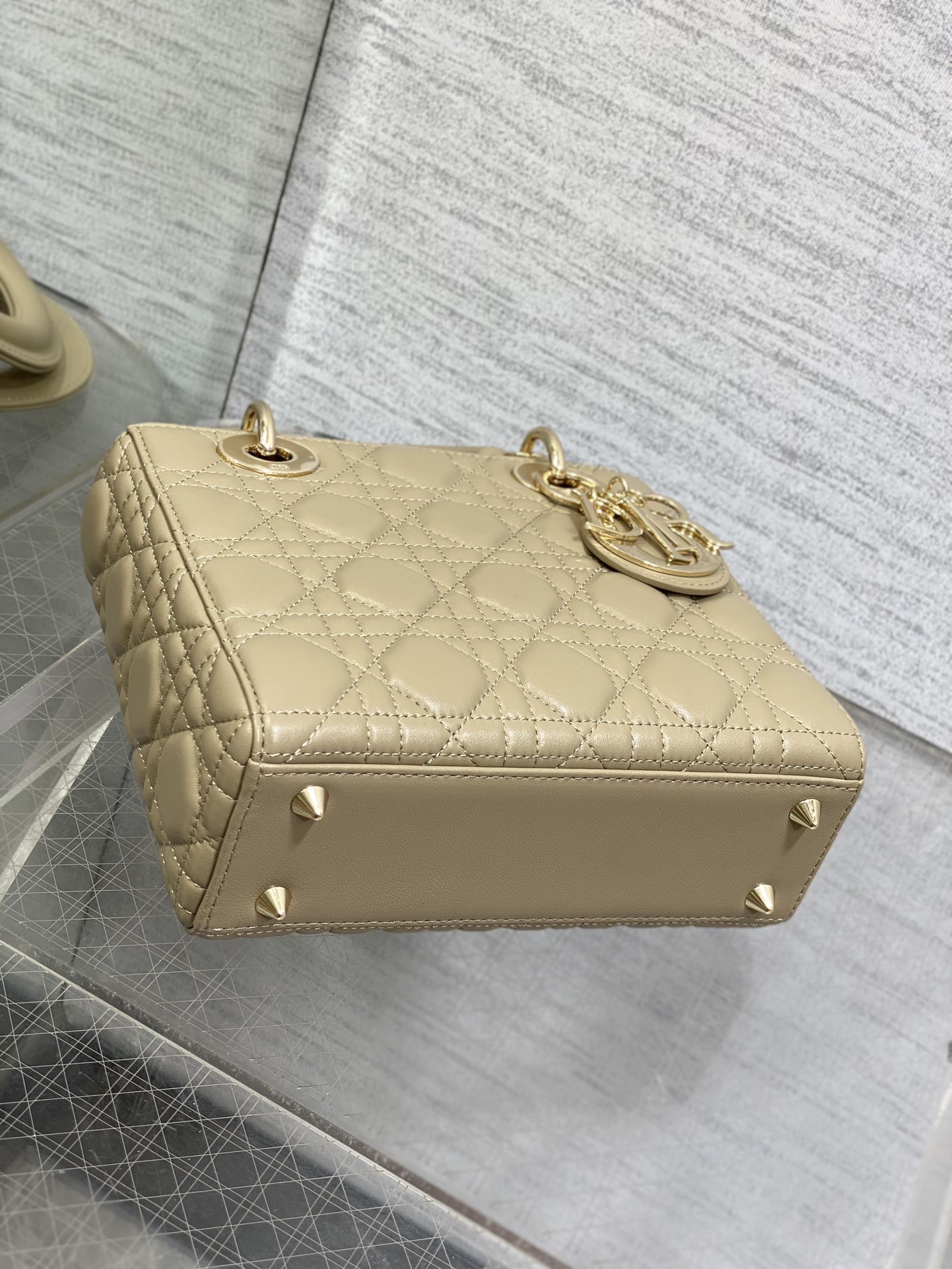 Small Lady Dior My ABCDior Bag Warm Taupe Cannage Lambskin